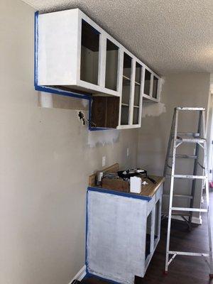 Kitchen cabinet and flooring remodeling.