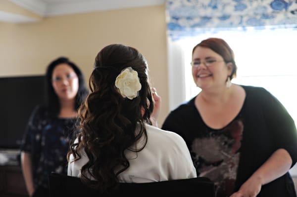 Wedding hair by Amber. Half up, waves with a braid.