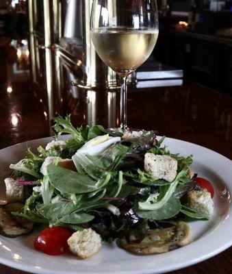 White wine with a house salad