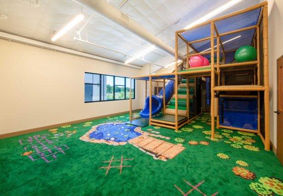 COVkids area. Indoor playground offers community open play hours T, W, Th 9:30a-12p