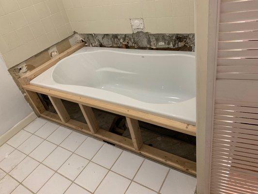 Alex built the wooden frame for my drop in tub without having to remove the tub!