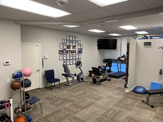 Cardio/Open gym area with door to long hallway for more exercises