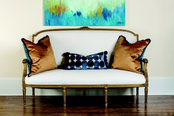 Settee with custom pillows