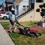 Lawn maintenance work in San Francisco.