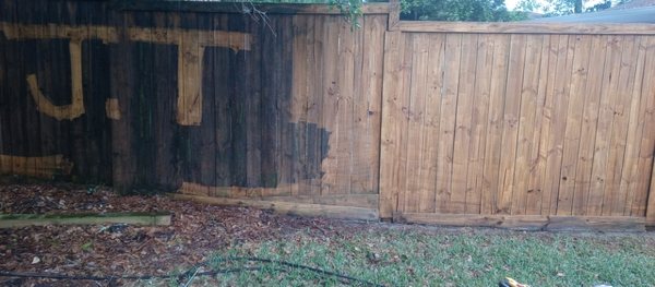 A wood fence i pressure washed for a customer they was very happy also.