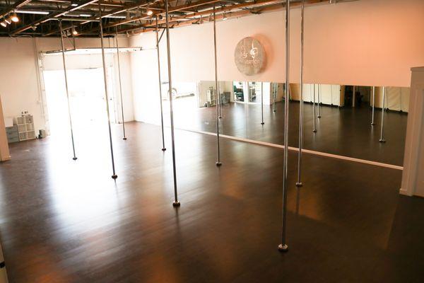 1500 square foot pole studio and 1500 square foot aerial/dance studio