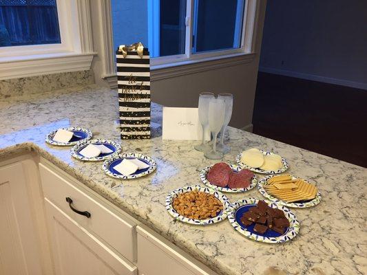 Impromptu nibbles and bubbly for the new homeowners!