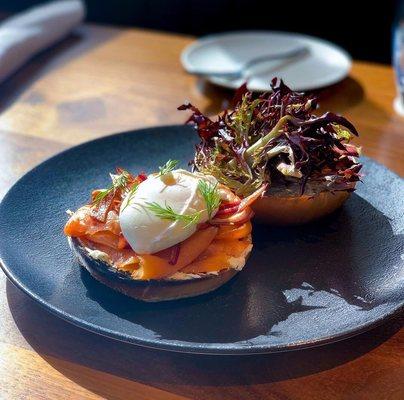 Smoked Salmon Bagel at The Club's new Saturday Signature Brunch! So delicious!