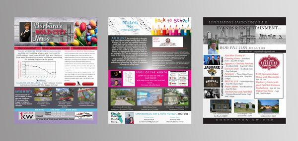 At A.Marketing Boutique we create a wide variety of marketing materials and graphics for your business. Here are examples of newsletters.