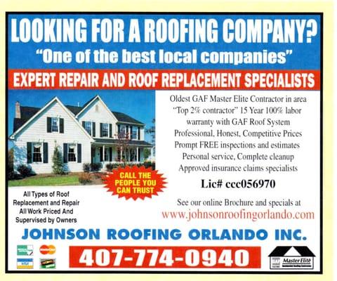 Remember YELLOW PAGES  this was our ad 
 back then still same phone number.  Local Roofing Contractor for 20 years.