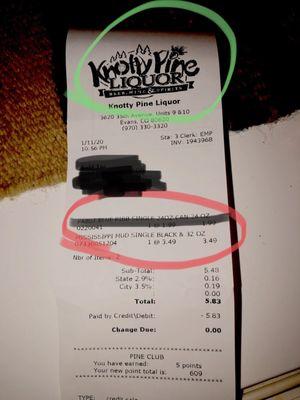 A receipt from knotty pines. Come on guys.