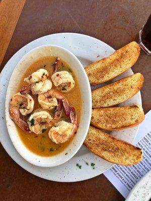 GAMBAS AL AJILLO Sautéed shrimp with garlic, herbs & chili flakes served with Solvang Bakery country bread