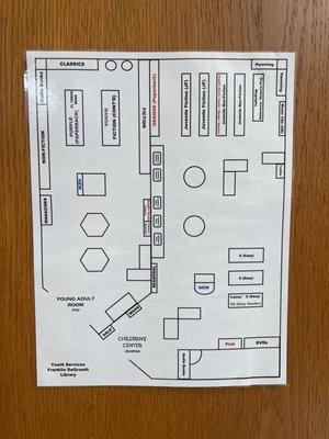 Map of the young adult and children's' sections