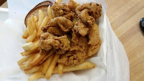 Fried snapper and oysters with fries!