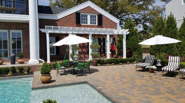 Custom rough cut pergola and paver patio