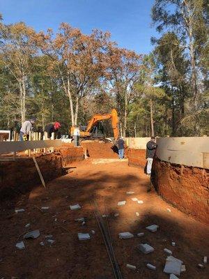 Framing and digging pool and installing rebar