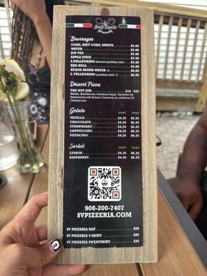 Beverage menu