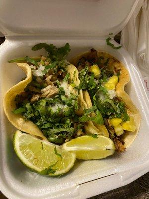 Al pastor and tingua tacos