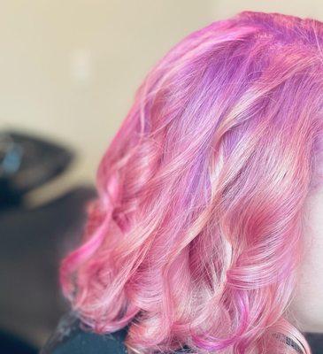 Fun pink and purple balayage