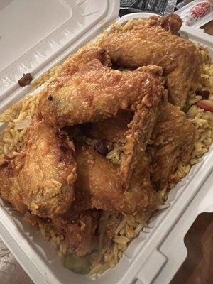 Fried Chicken Wings and fried rice