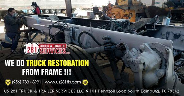 Truck Restoration from frame at our truck repair shop in South Texas