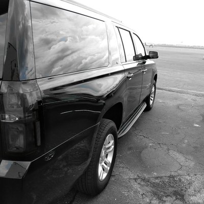 One of our luxury sedans on the tarmac.