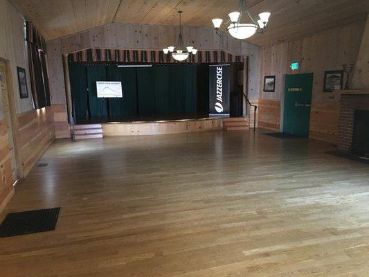 Our dance area has hardwood flooring.