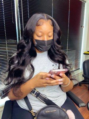 Lace closure install and body curls