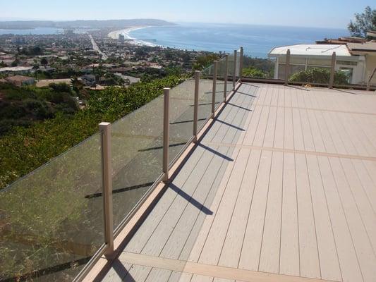 Azek Deck with glass panel rail