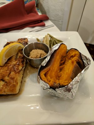 Haddock, Baked Sweet Potato and Vegetables