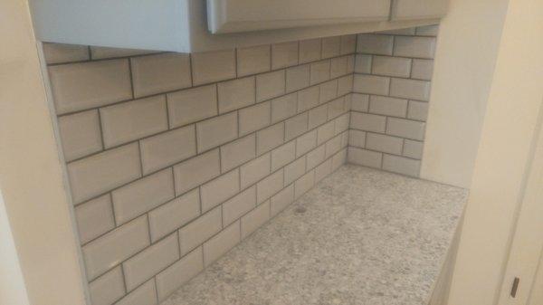 Tile backsplash installed by peterson painting