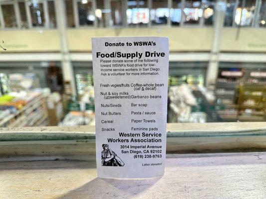 I've never seen such a specific food/supply donation list.