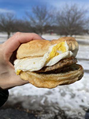 $4.50 Egg & sausage on a roll