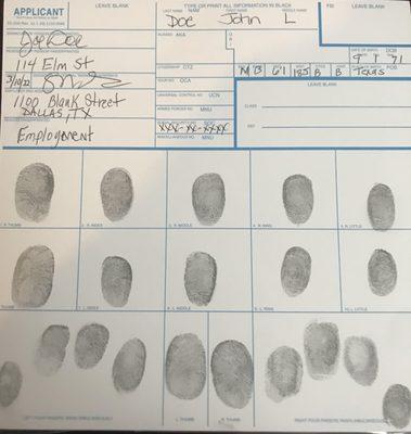 Fingerprinting Card