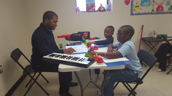 Music Class!  Learning about octaves for the first time!