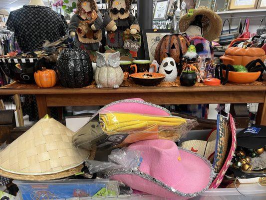 Halloween decor and items for costumes