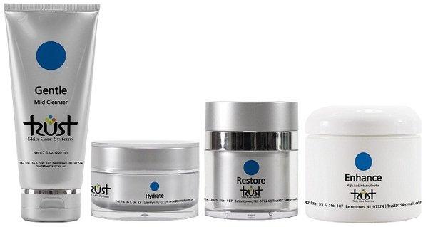 Blue dot is Trust Skincare Systems gentle line.