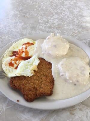 Item #6 Country Fried Steak and eggs.