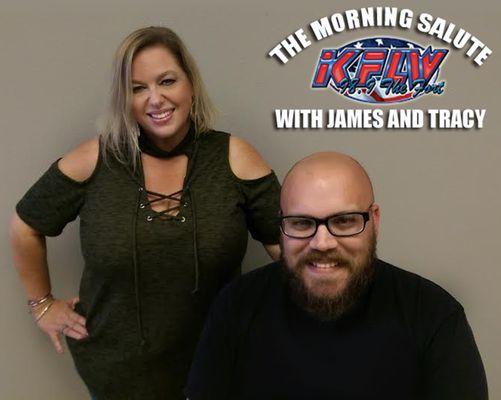 The Morning Salute with James & Tracy!  Every weekday morning from 6 a.m. - 10 a.m.  Only on KFLW 98.9 'The Fort.'