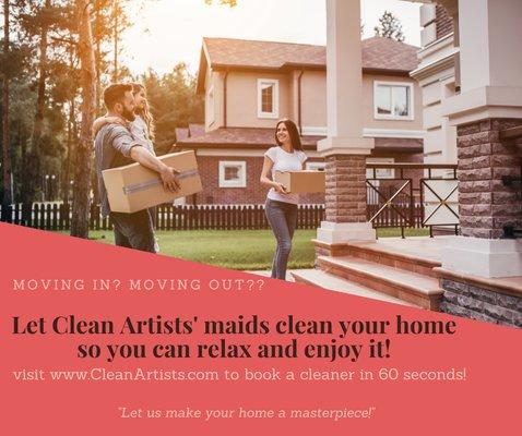 We can handle move in, move out, deep and standard cleanings. We can also handle same day bookings for last minute emergencies.