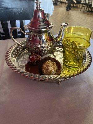 Moroccan mint tea with sweets