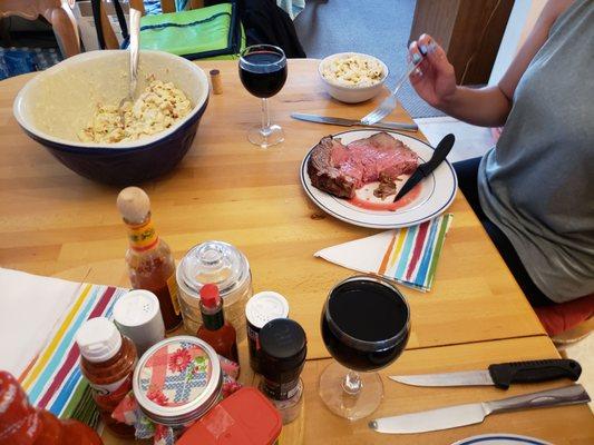 Benson Ave Beach House pasta salad, roast beast, corn  on the cob never made the photo shoot.