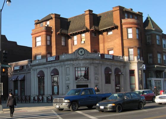 the front of the bank (literally at the corner of Adams Mill Rd and Columbia Rd, NW in Adams Morgan)