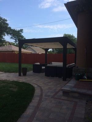 With pergola and furniture install