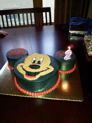 The cake made for my son's birthday. It was so pretty we didn't want to eat it(but believe me, we dug in)!  The best red velvet!