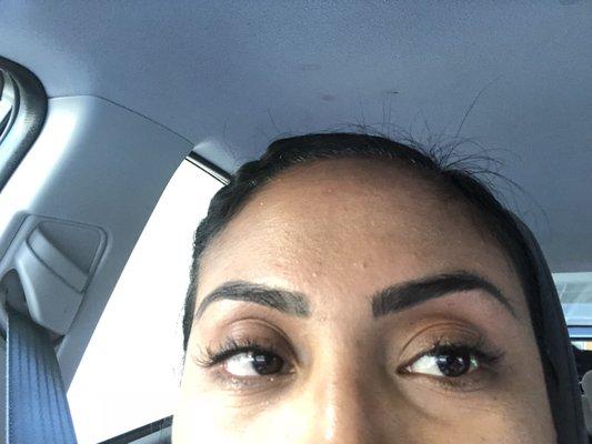 Thank god my brows are microbladed!She talked on headset the whole time&took out a huge chunk of my right eyebrow. Worst threading job ever!