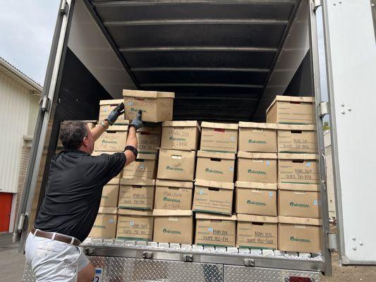 Loading the shredder truck