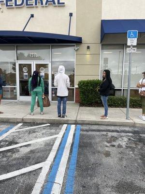 Customers standing outside