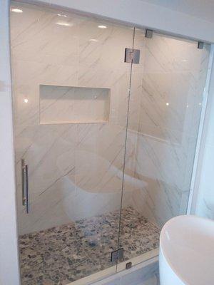 Walk-in Shower Remodel done by us in November.