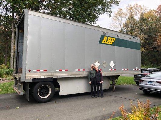 The truck parked in our driveway ready to go.